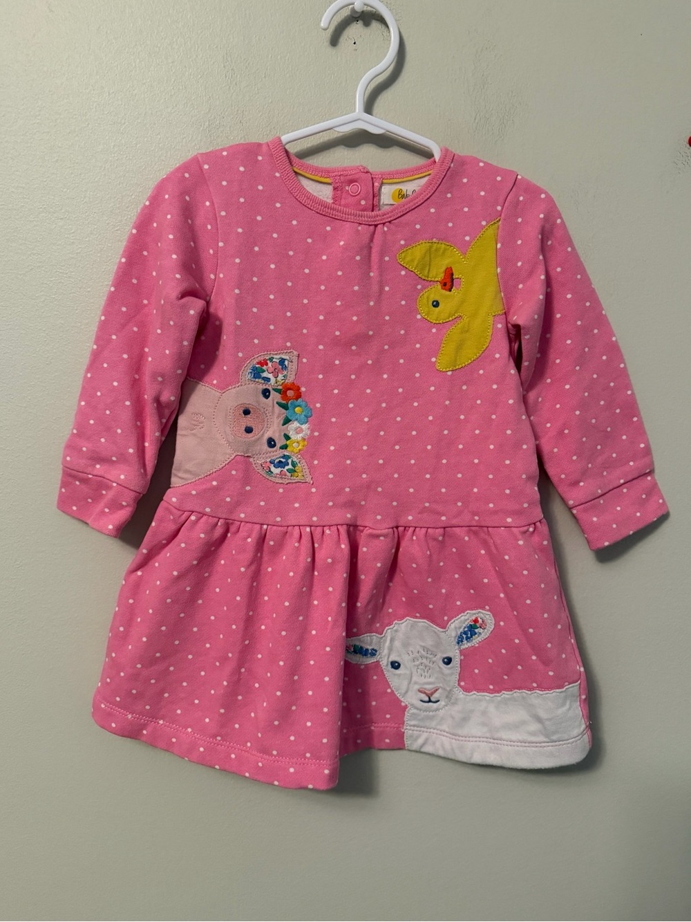 Baby Boden Pink Polka Dot Animal Dress